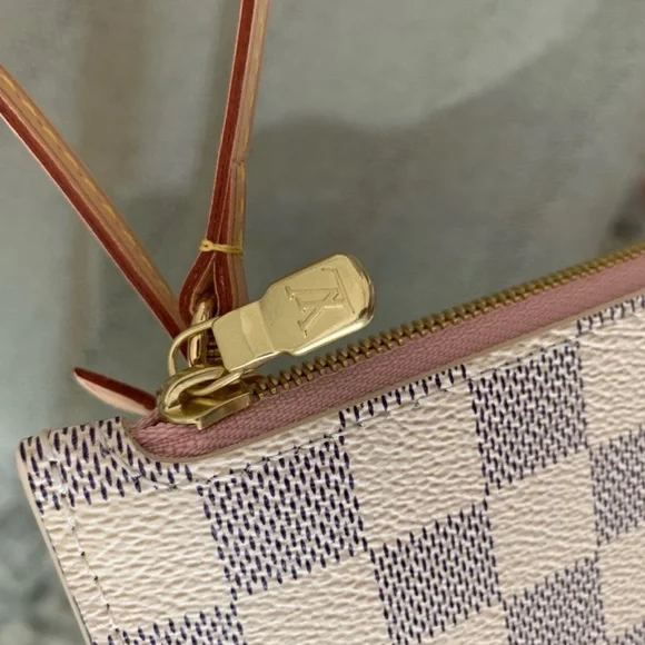 Authentic Louis Vuitton NEW Neverfull MM damier azur pink ballerina wristlet - Picture 6 of 11